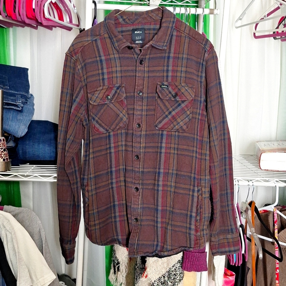RVCA BUTTON DOWN FLANNEL MEN'S MEDIUM